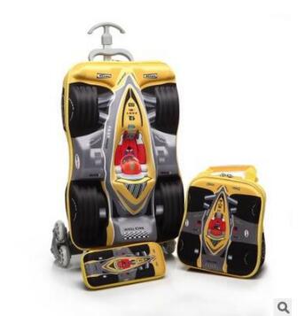 Foldable Rolling Luggage Bag - 3D Boys Car trolley suitcase Children