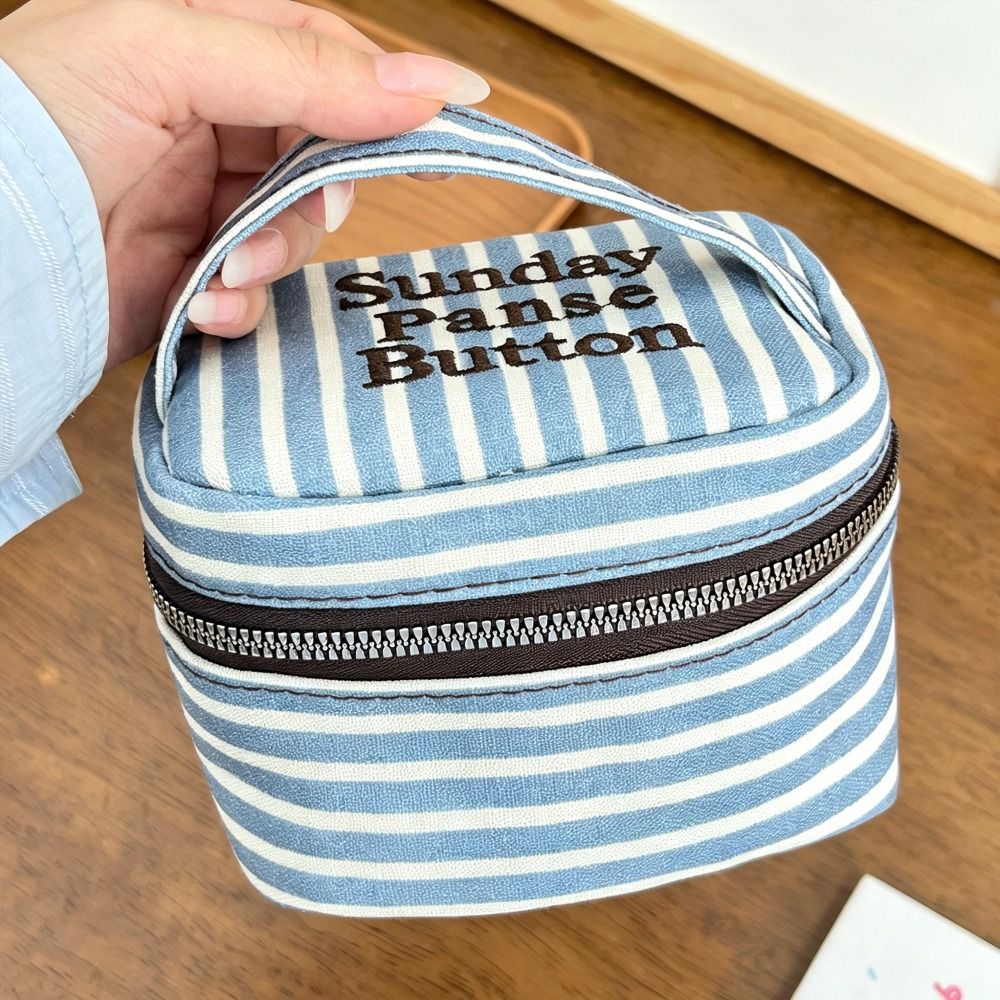 Portable Blue White Striped Sq - đánh giá và giá Cosmetic Bags
